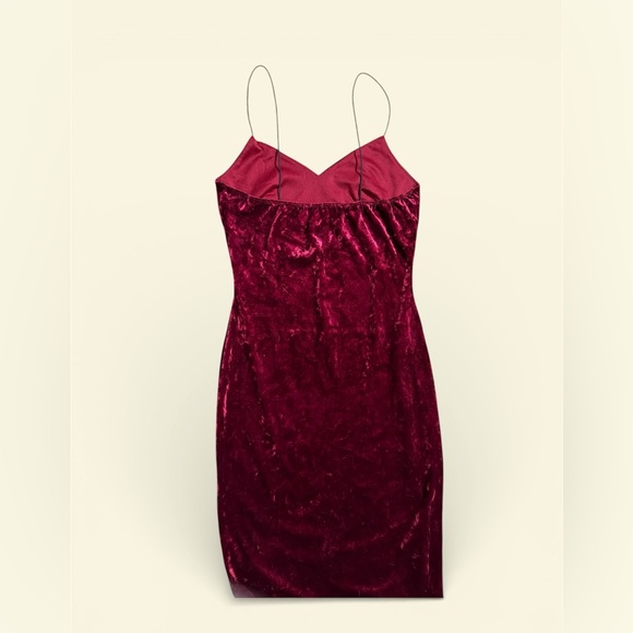 The Vintage Shop Velvet Burgundy Midi Dress - Picture 3 of 4